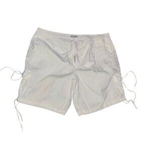 Fashion Bug Womens White Drawstring Cargo Shorts Size 22W Relaxed Fit 100% Cotto
